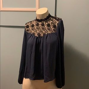 Long sleeve blouse with lace detail